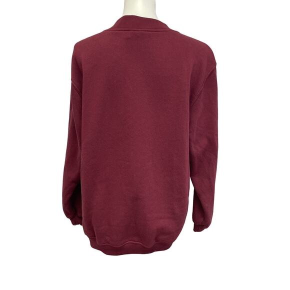 Hand Printed Medium Upcycled Rustic Woody Pine Cone Long Sleeve Snap Sweatshirt - Picture 3 of 5